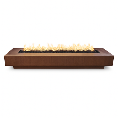 Coronado 84 inch rectangular fire pit in Corten Steel finish by The Outdoor Plus
