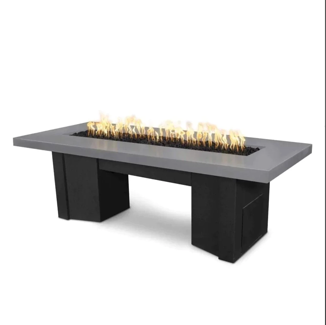 Alameda Fire Table in Powder Coated Metal Gray Top Black Base