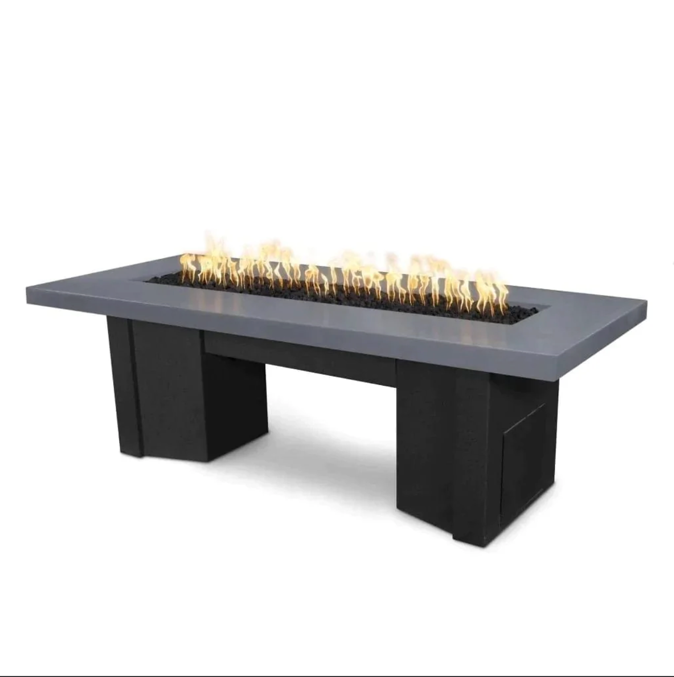 Alameda Fire Table in Powder Coated Steel Gray Top Black Base