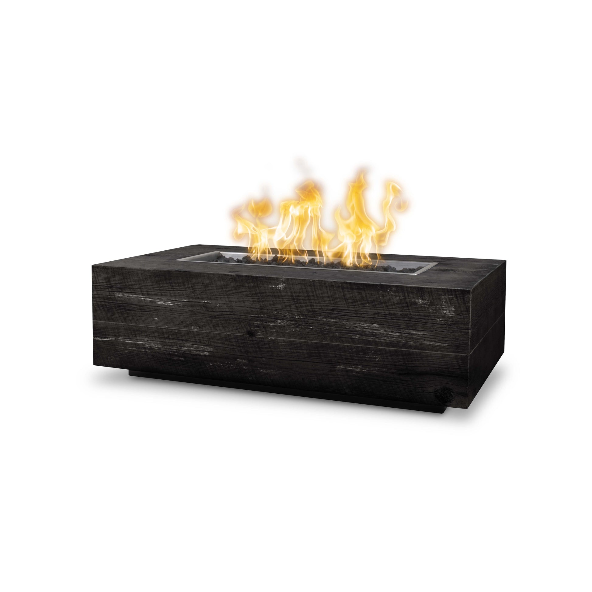 Coronado 60 inch rectangular wood grain fire pit in Ebony finish by The Outdoor Plus
