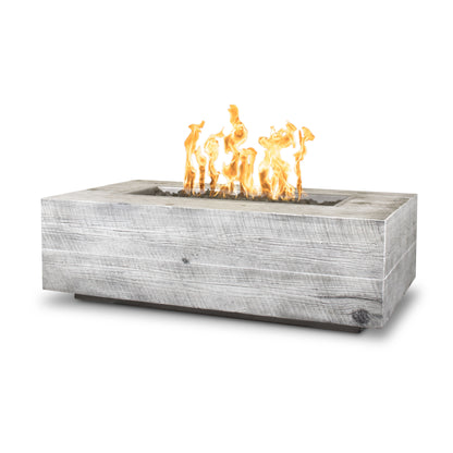 Coronado 60 inch rectangular wood grain fire pit in Ivory finish by The Outdoor Plus